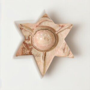 6 Pointed Star of David Onyx Stone Tealight Votive Candle Holder Ashtray 5x6x1"